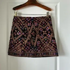 Zara Burgundy Skirt FARM Rio Skirts Farm Rio Embroidered Corduroy